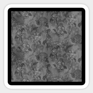 Black and White Spring Hydrangea Sticker